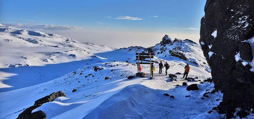 Snowy mountain scene in the Umbwe source