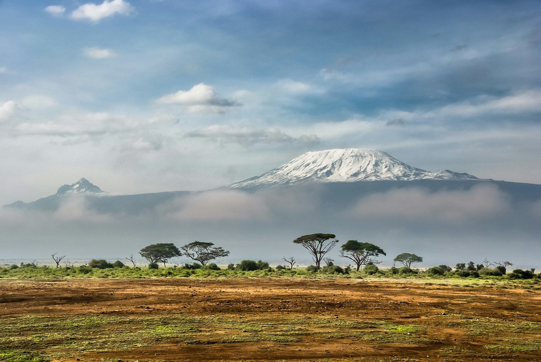 Kilimanjaro’s snowy summit and clouds